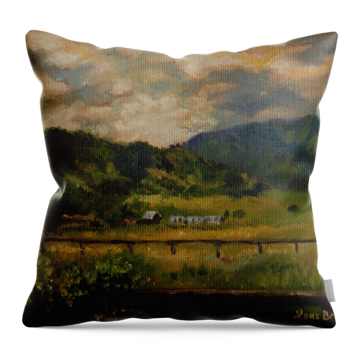 Swan Valley Hillside Throw Pillow featuring the painting Swan Valley Hillside by Lori Brackett