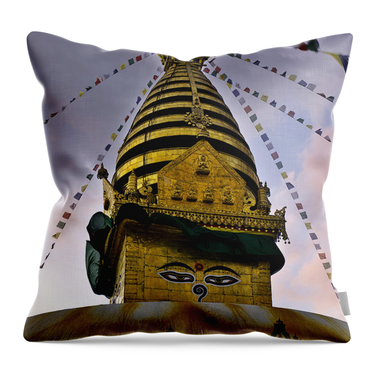 Swoyambhunath Throw Pillow featuring the photograph Swayambhunath Stupa by Ivan Slosar