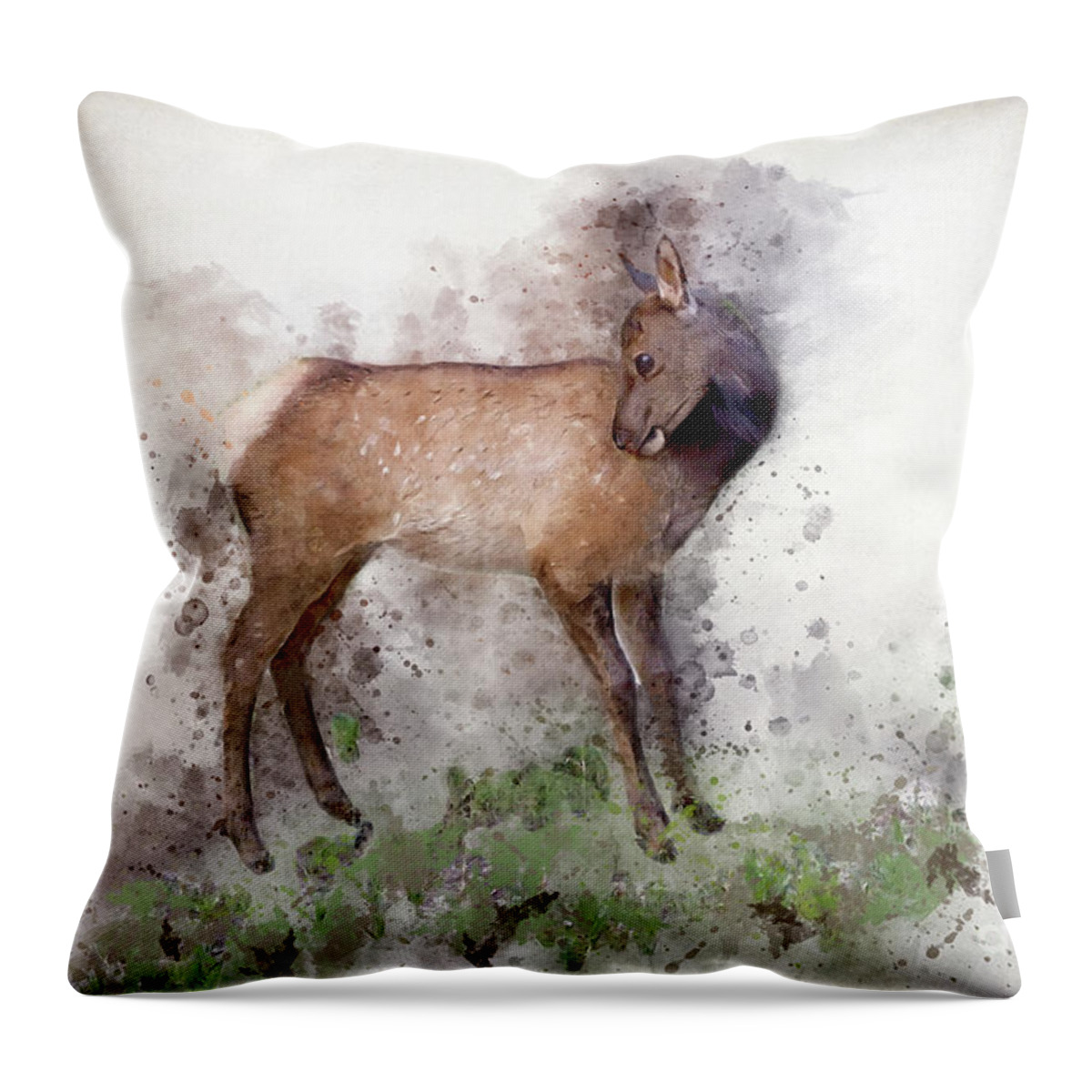 Animal Throw Pillow featuring the digital art Sweet Fawn by Teresa Zieba