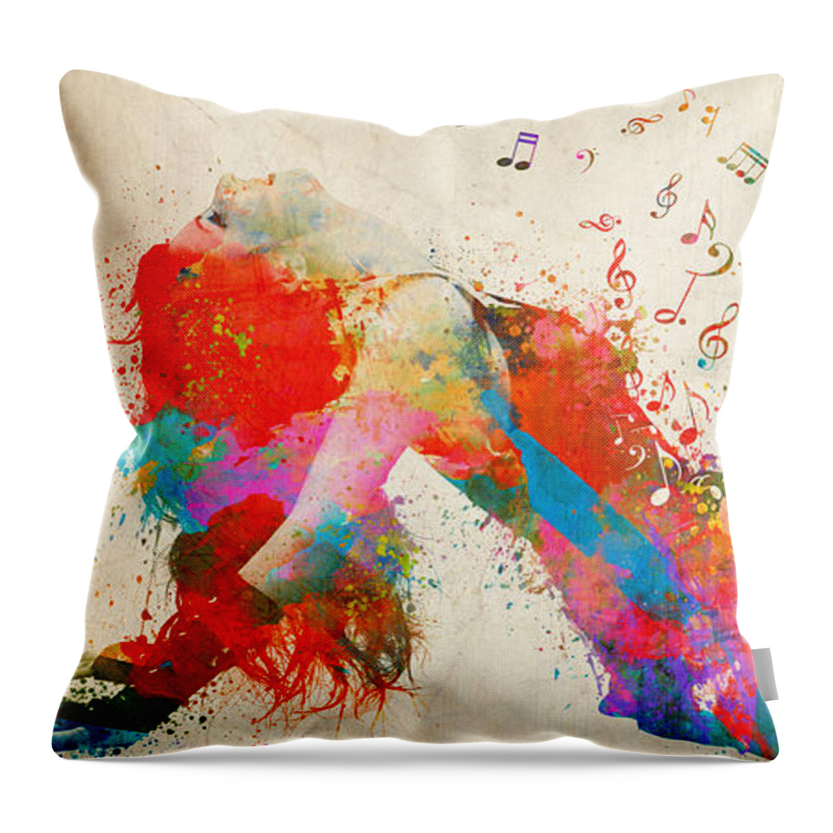 Song Throw Pillow featuring the digital art Sweet Jenny Bursting with Music Cropped by Nikki Marie Smith