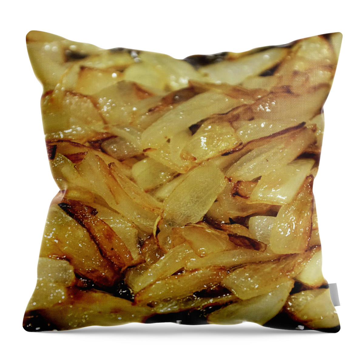 Food Throw Pillow featuring the photograph Sweet Onions in a Hot Oil Bath #2 by Ben Upham III