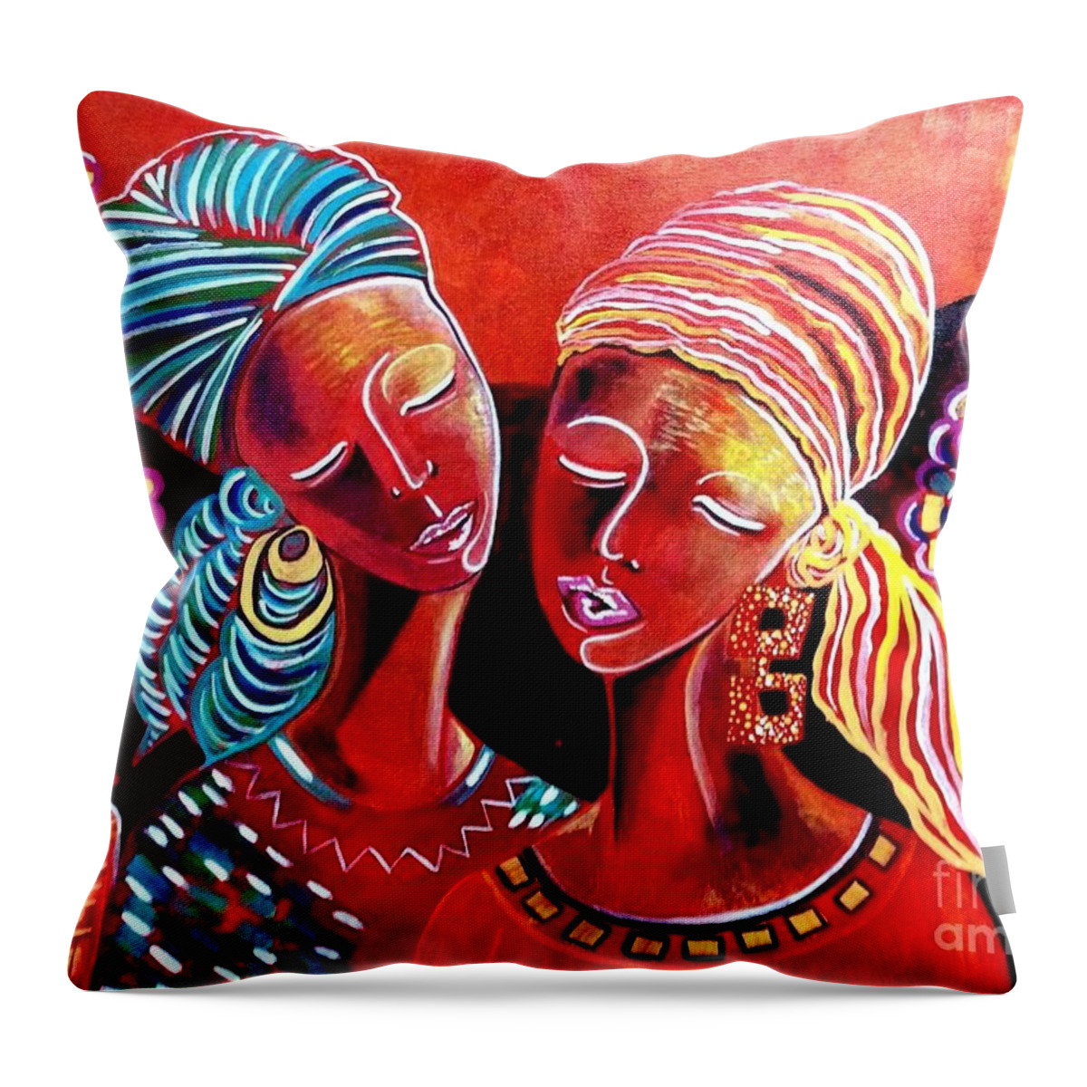 Julie Hoyle Throw Pillow featuring the painting Sweet Sisters by Julie Hoyle