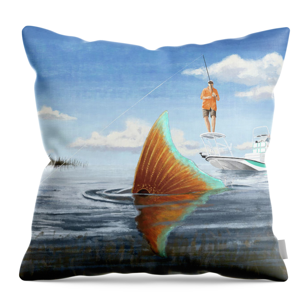 Red Fish Throw Pillow featuring the digital art Sweet Spot by Kevin Putman