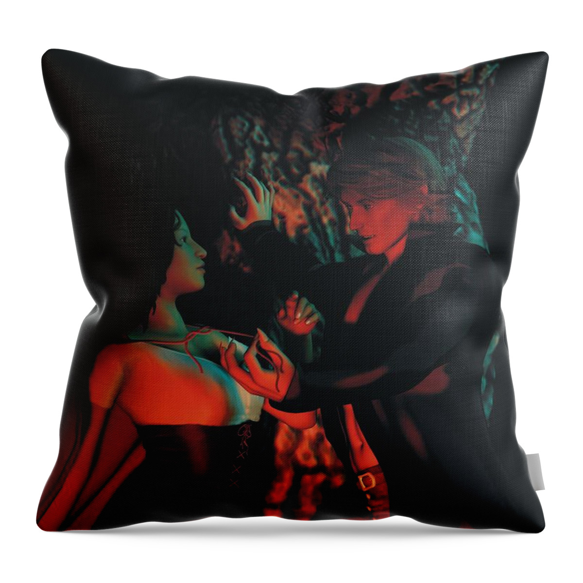 Red Riding Hood Throw Pillow featuring the painting Sweetest Tongue Has Sharpest Tooth 2 by Pet Serrano
