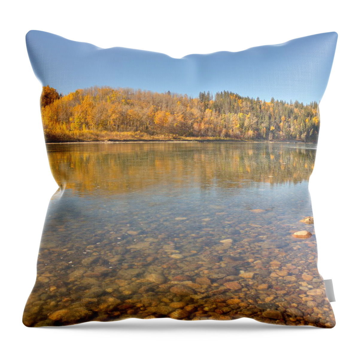 River Throw Pillow featuring the photograph Swift Flowing Water - The North Saskatchewan River by Jim Sauchyn