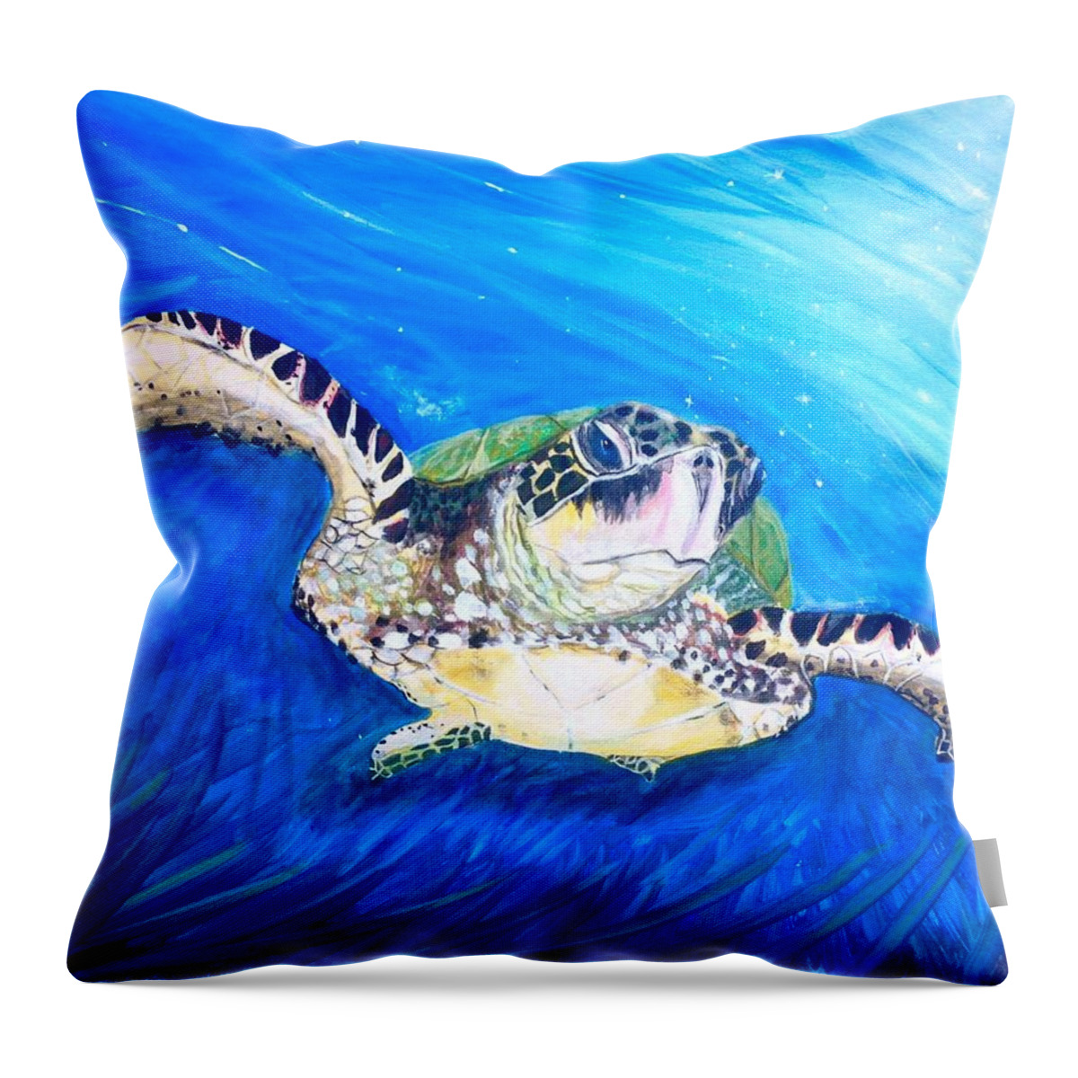 Turtle Throw Pillow featuring the painting Swim by Dawn Harrell