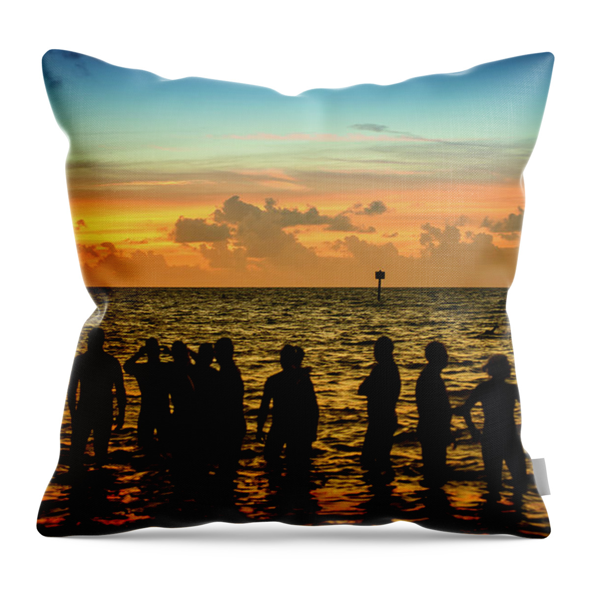 Landscape Throw Pillow featuring the photograph Swimmers Sunrise by Joe Shrader