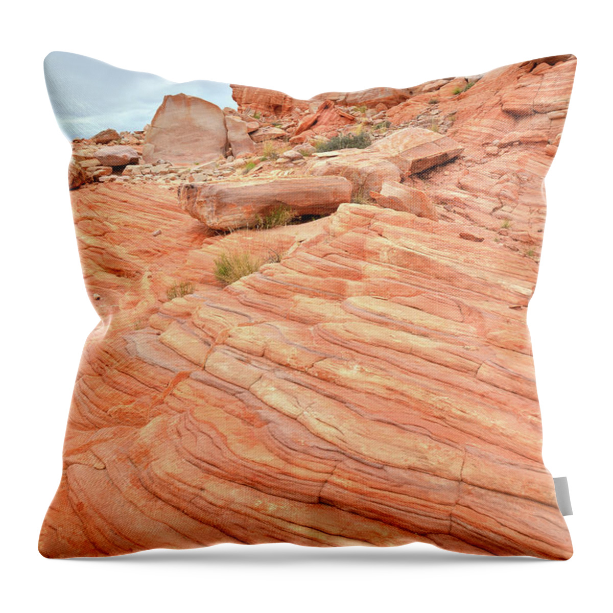 Valley Of Fire State Park Throw Pillow featuring the photograph Swirling Sandstone Color in Valley of Fire by Ray Mathis