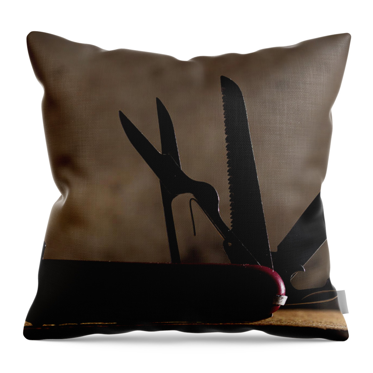 Knife Throw Pillow featuring the photograph Swiss Army by Mike Eingle