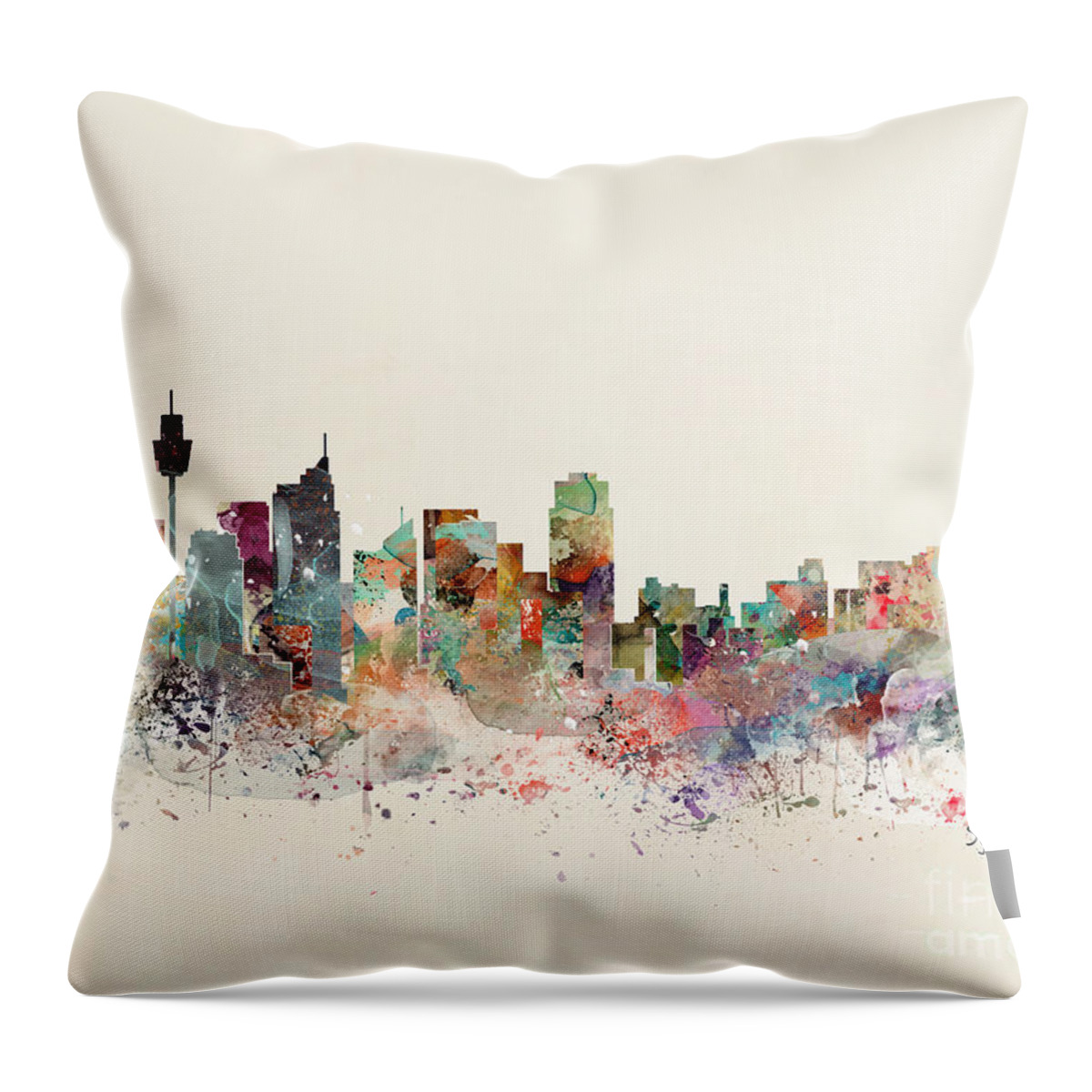Sydney Throw Pillow featuring the painting Sydney Australia Skyline by Bri Buckley