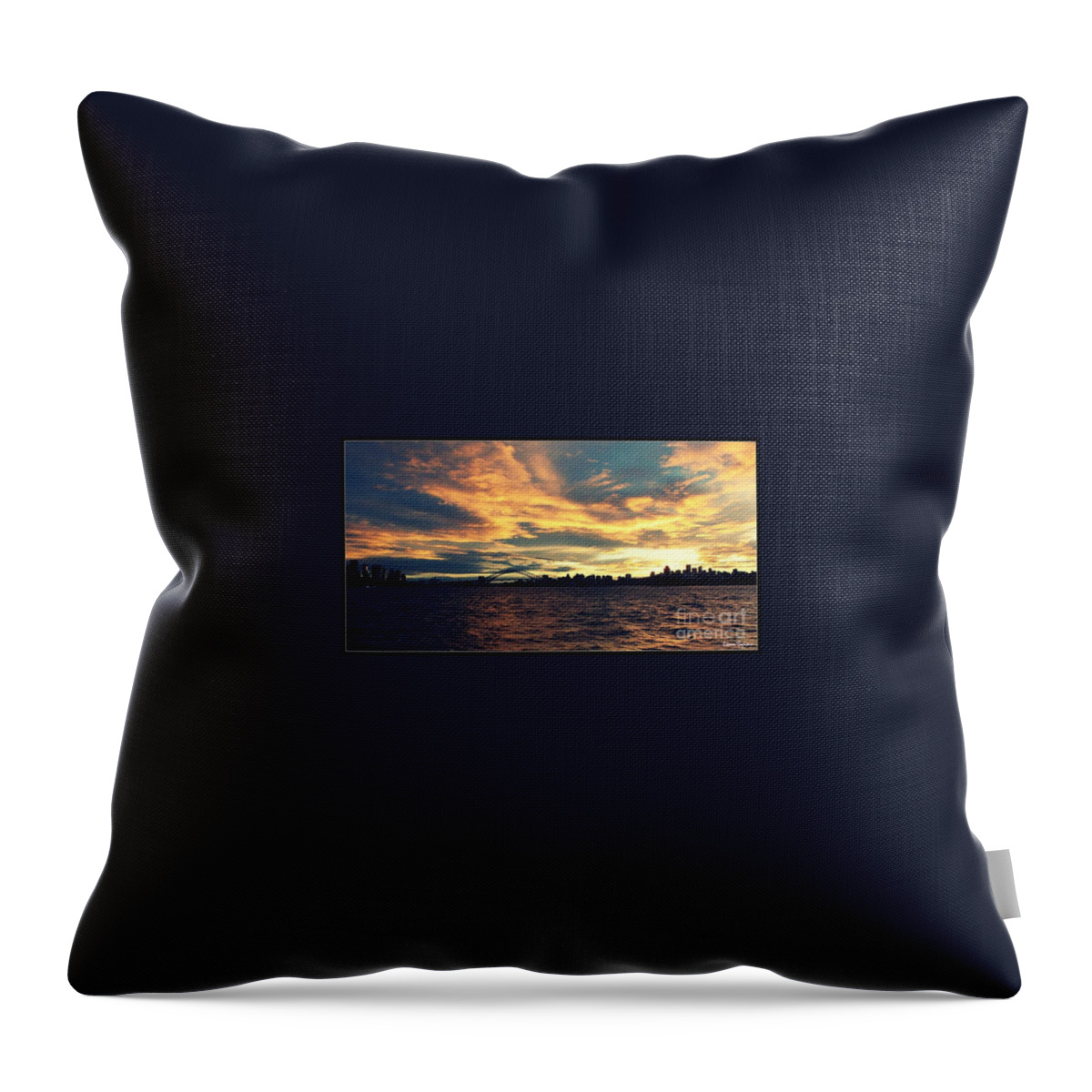 Sydney Throw Pillow featuring the mixed media Sydney Harbour At Sunset by Leanne Seymour