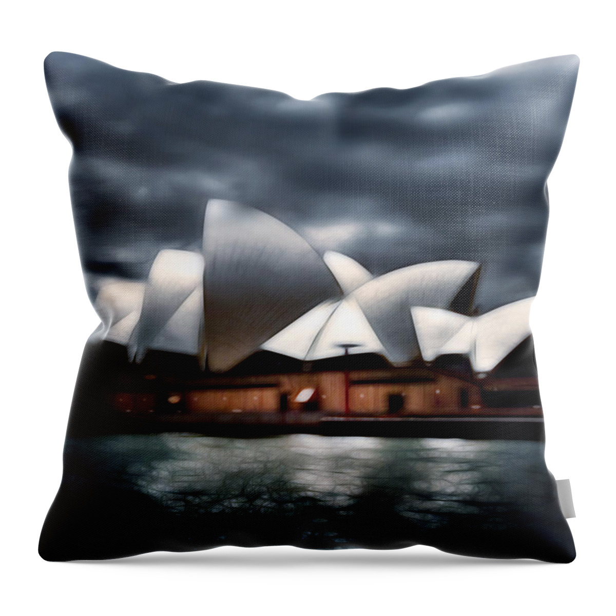 Sydney Opera House In A Storm Throw Pillow featuring the photograph Sydney Opera House In A Storm by Georgiana Romanovna