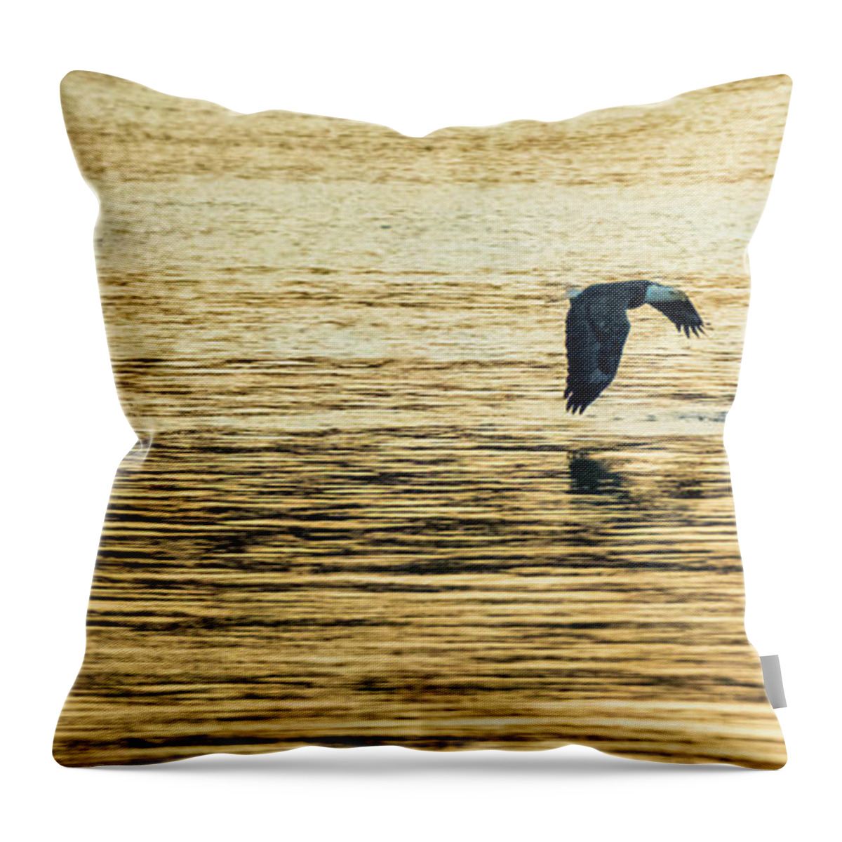 1 Of 2 Throw Pillow featuring the photograph Synchronized Bald Eagles at Dawn 1 of 2 by Jeff at JSJ Photography