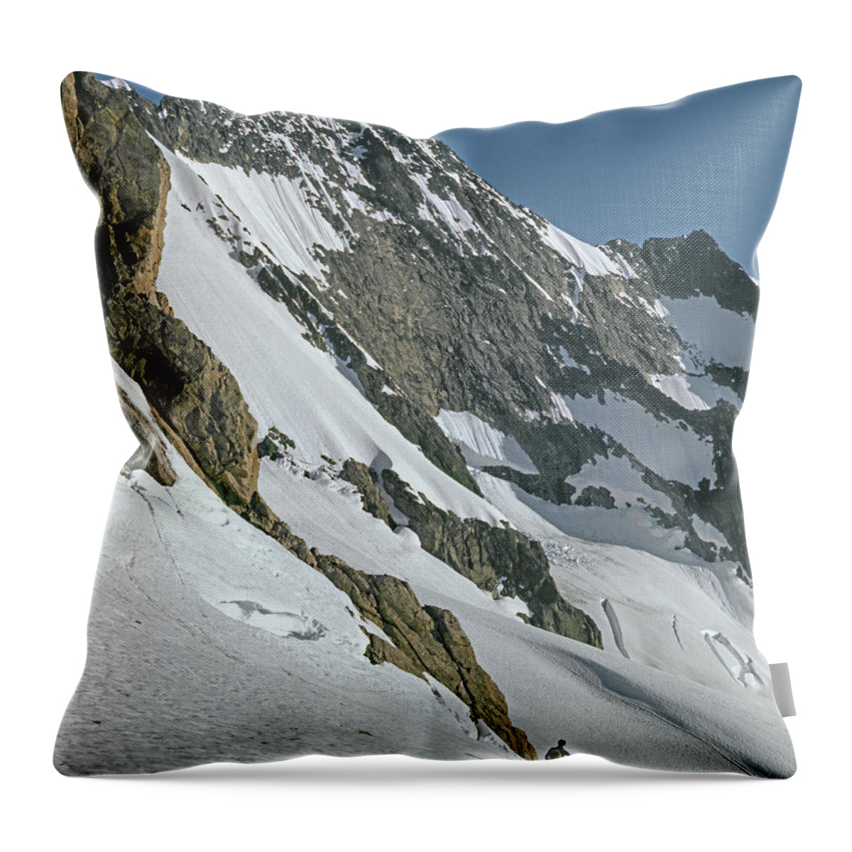 Fred Beckey Throw Pillow featuring the photograph T-104406-B Fred Beckey Below Forbidden Peak by Ed Cooper Photography