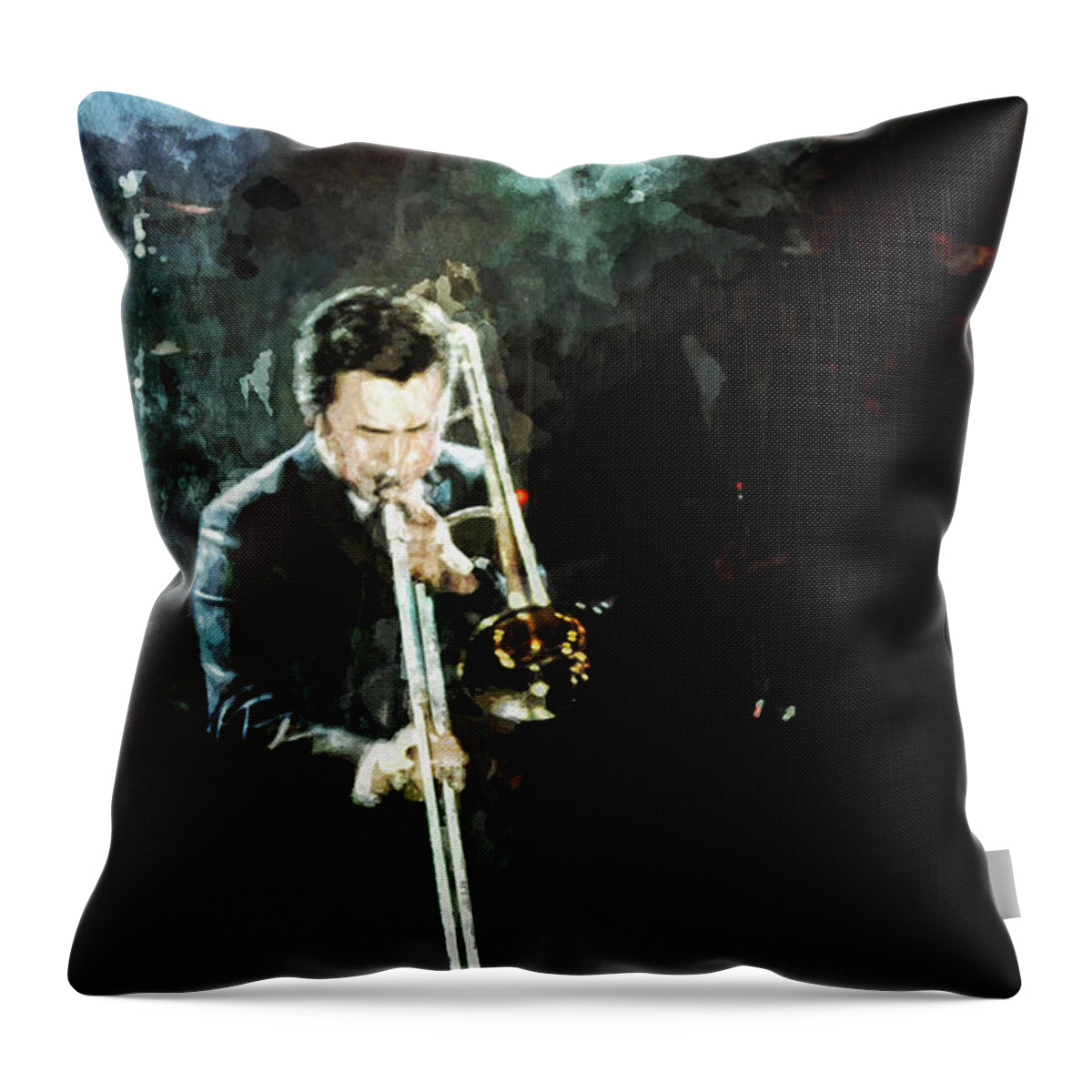 Jazz Throw Pillow featuring the digital art T-Boner by Cameron Wood