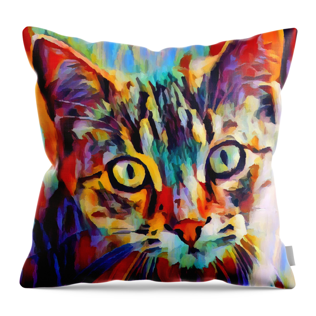 Tabby Throw Pillow featuring the painting Tabby Portrait by Chris Butler
