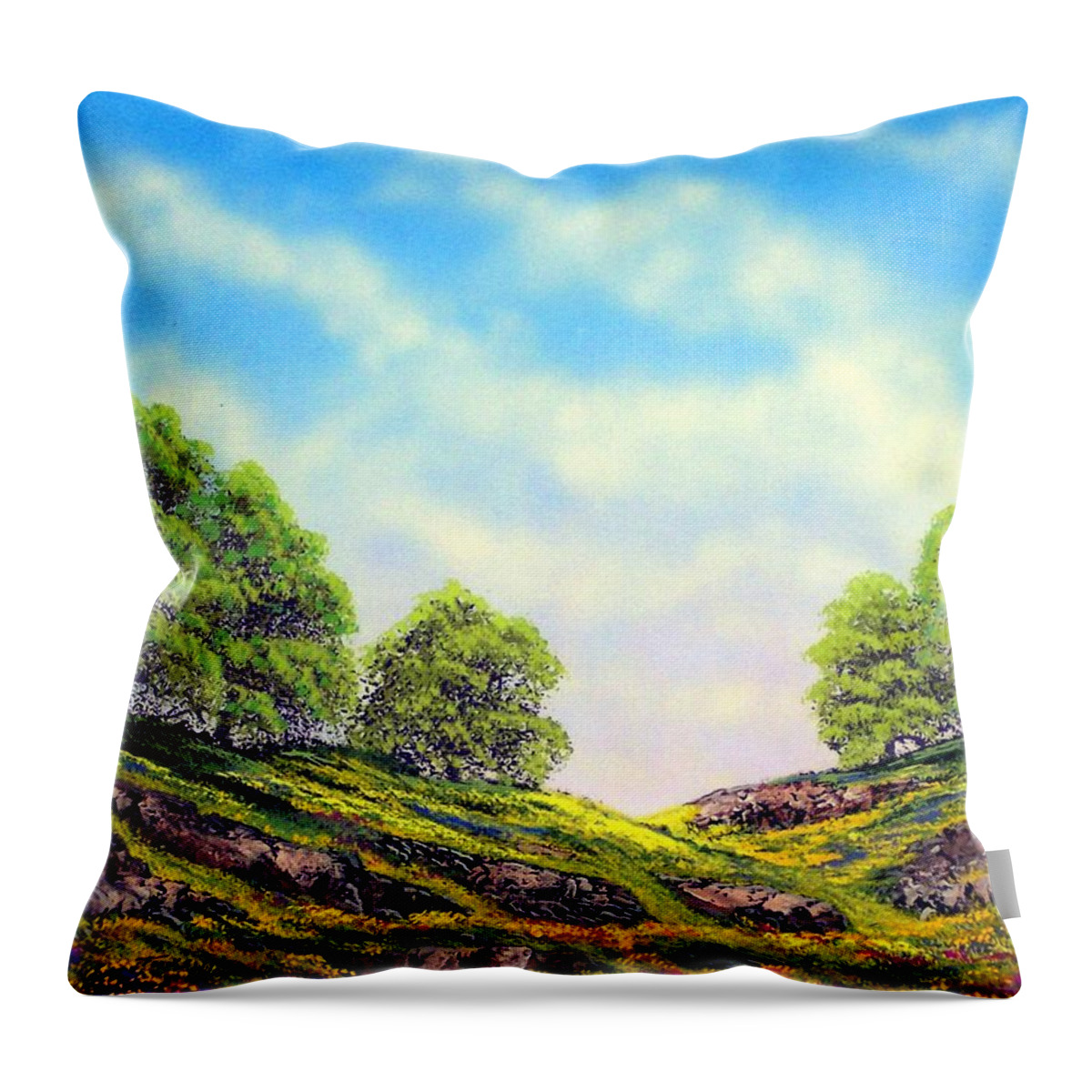 Mountains Throw Pillow featuring the painting Table Mountain by Frank Wilson