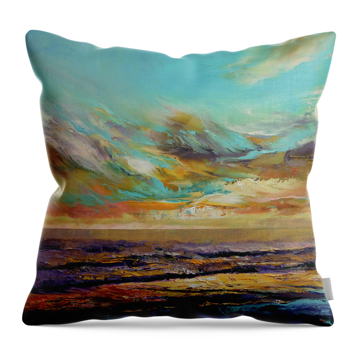 Abstract Throw Pillow featuring the painting Tahiti Sunset by Michael Creese