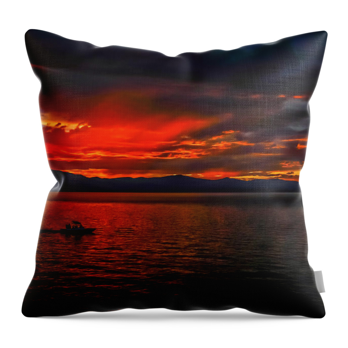 Lake Tahoe Sunset Throw Pillow featuring the photograph Tahoe Boat Ride by Mitch Shindelbower