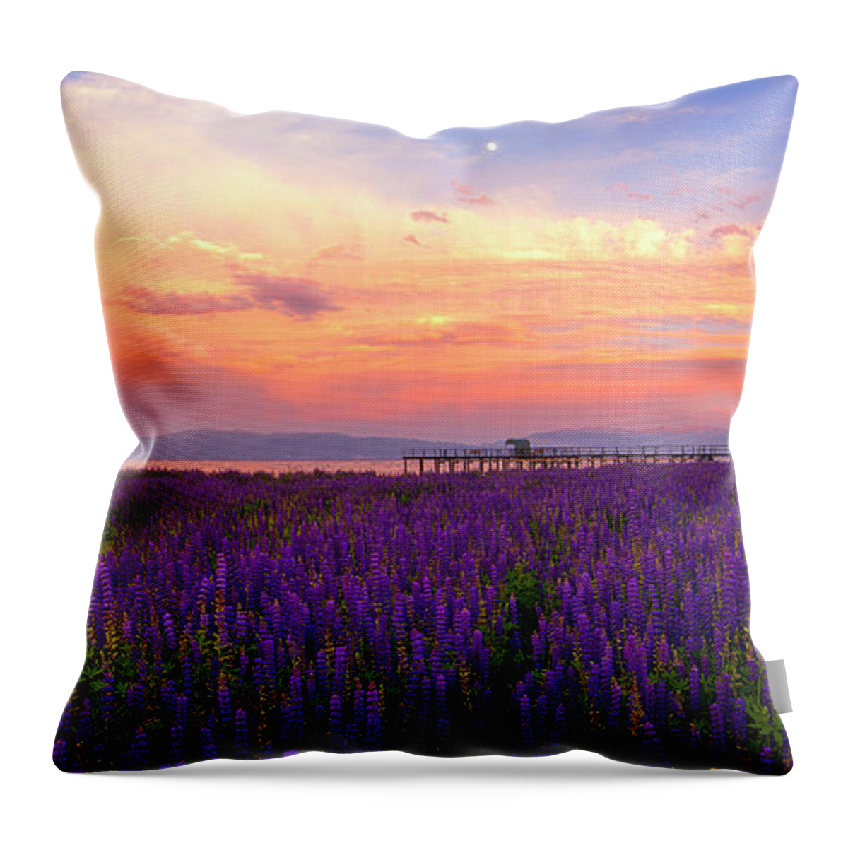 Lupine Throw Pillow featuring the photograph Tahoe City Lupine Sunset by Brad Scott by Brad Scott