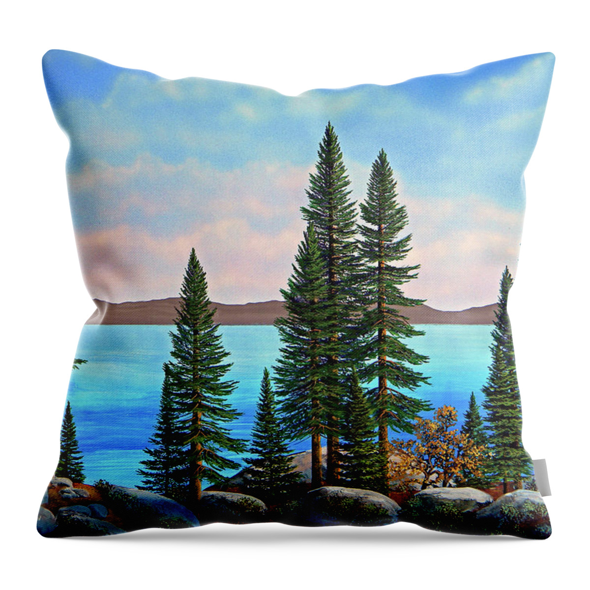 Tahoe Shore Throw Pillow featuring the painting Tahoe Shore by Frank Wilson