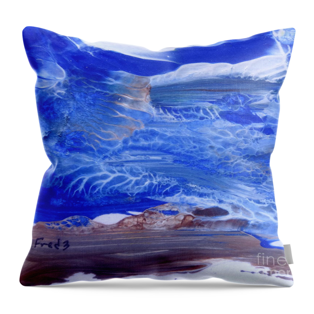 Whale Tail Throw Pillow featuring the painting Tail Slap by Fred Wilson