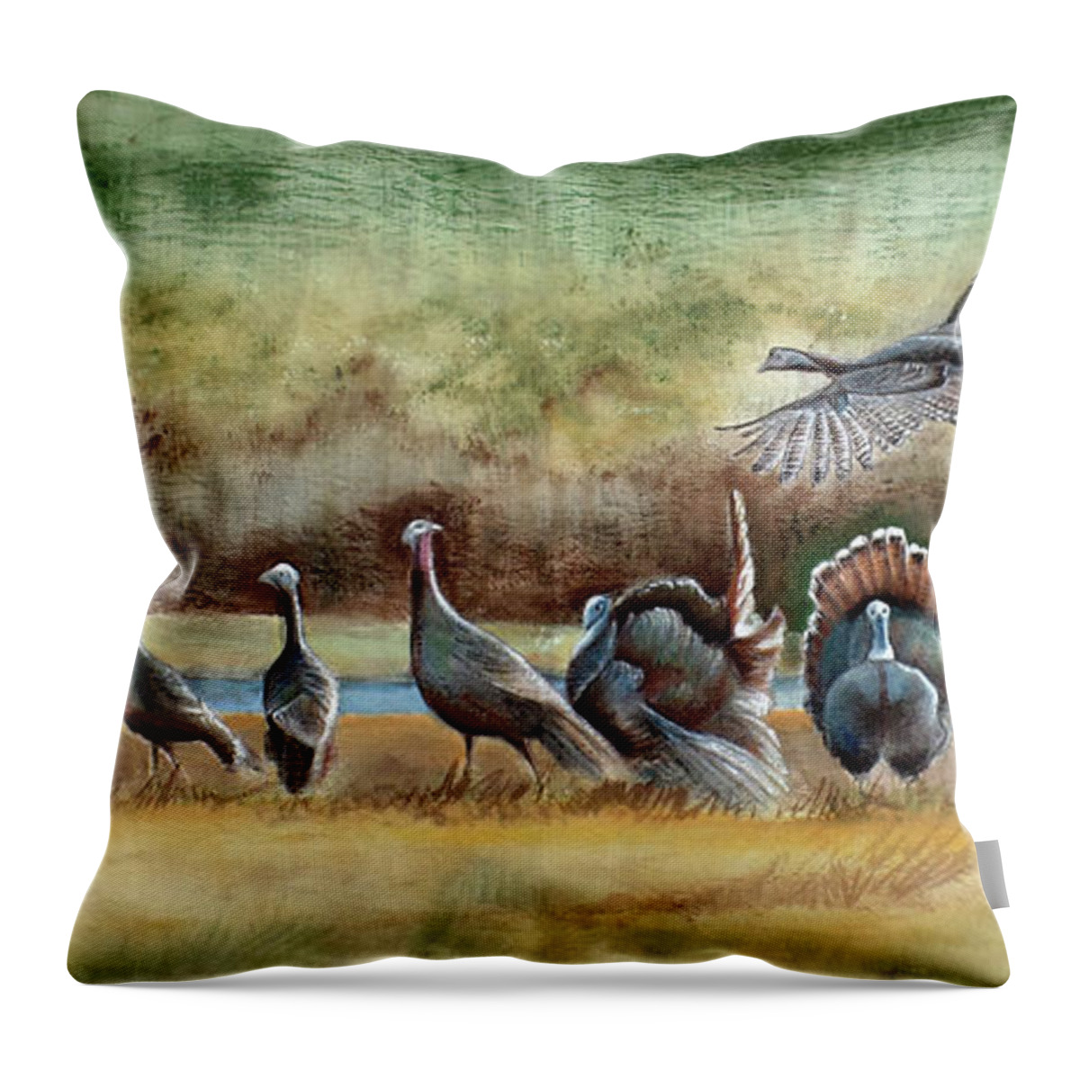 Nature Throw Pillow featuring the painting Take Off by Carolyn Coffey Wallace