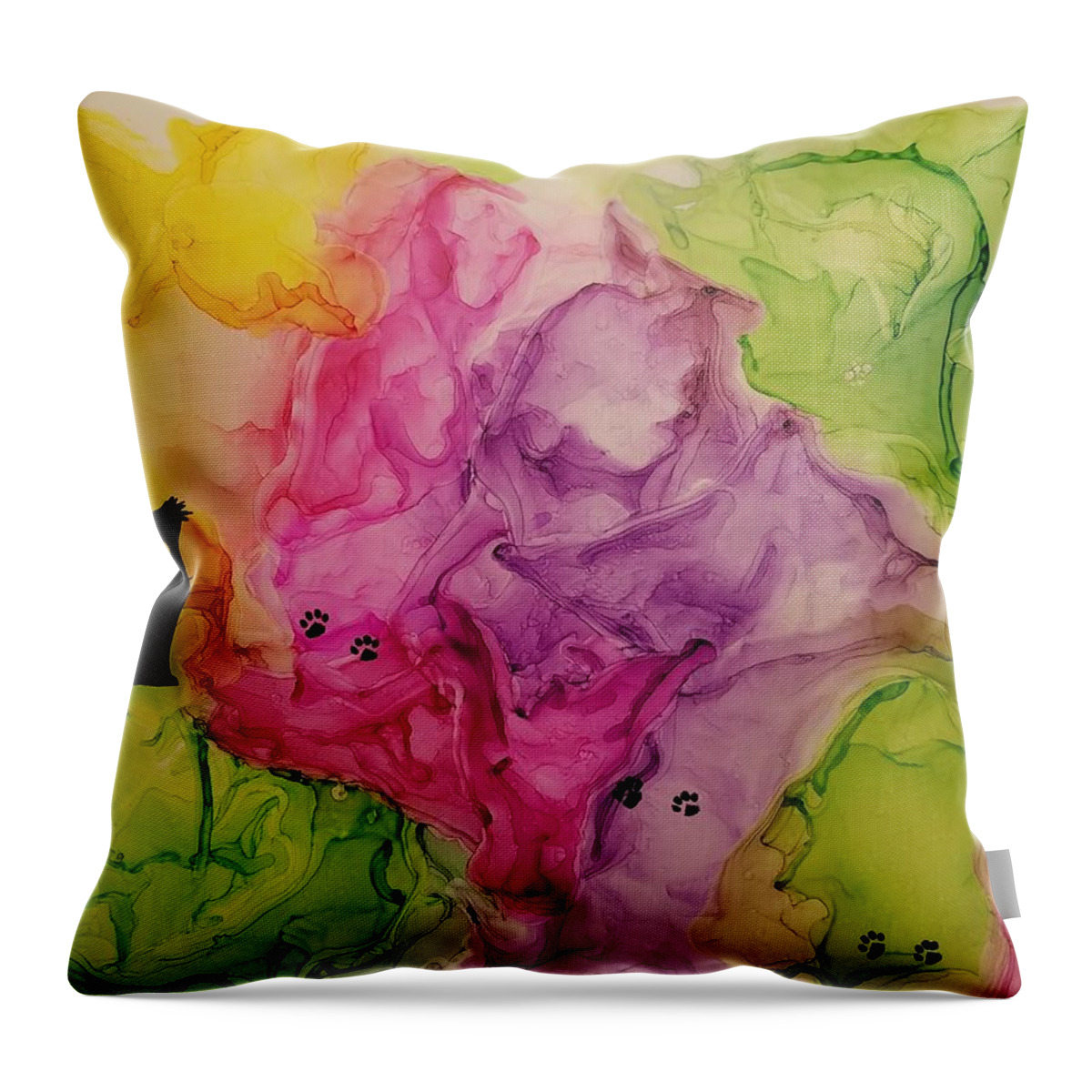 Abstract Throw Pillow featuring the painting Take Time To Smell The Flowers by Gerry Smith