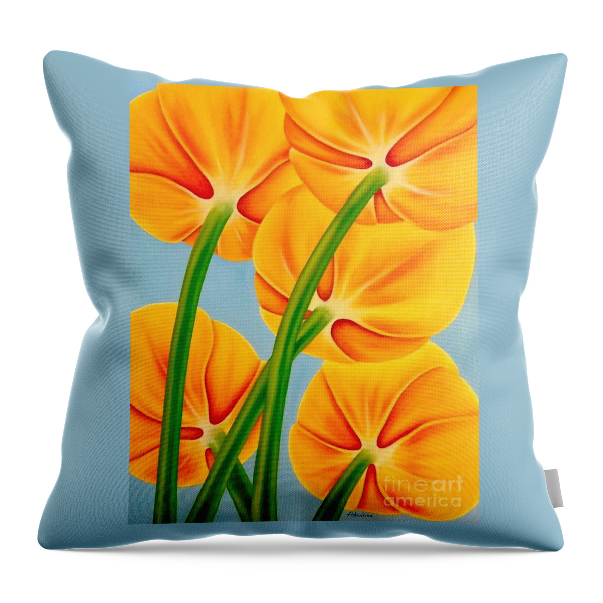 Tulips Throw Pillow featuring the painting Tangerine by Natalia Astankina