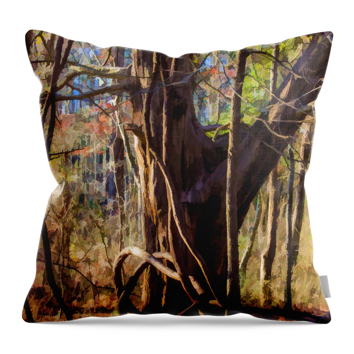 Tangled Throw Pillow featuring the photograph Tangled Vines on Tree by Roberta Byram