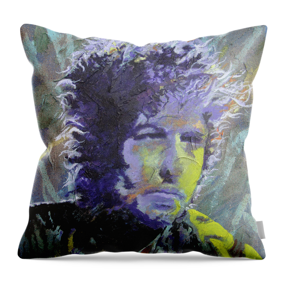 Bob Dylan Throw Pillow featuring the painting Tangled Up by Stuart Engel