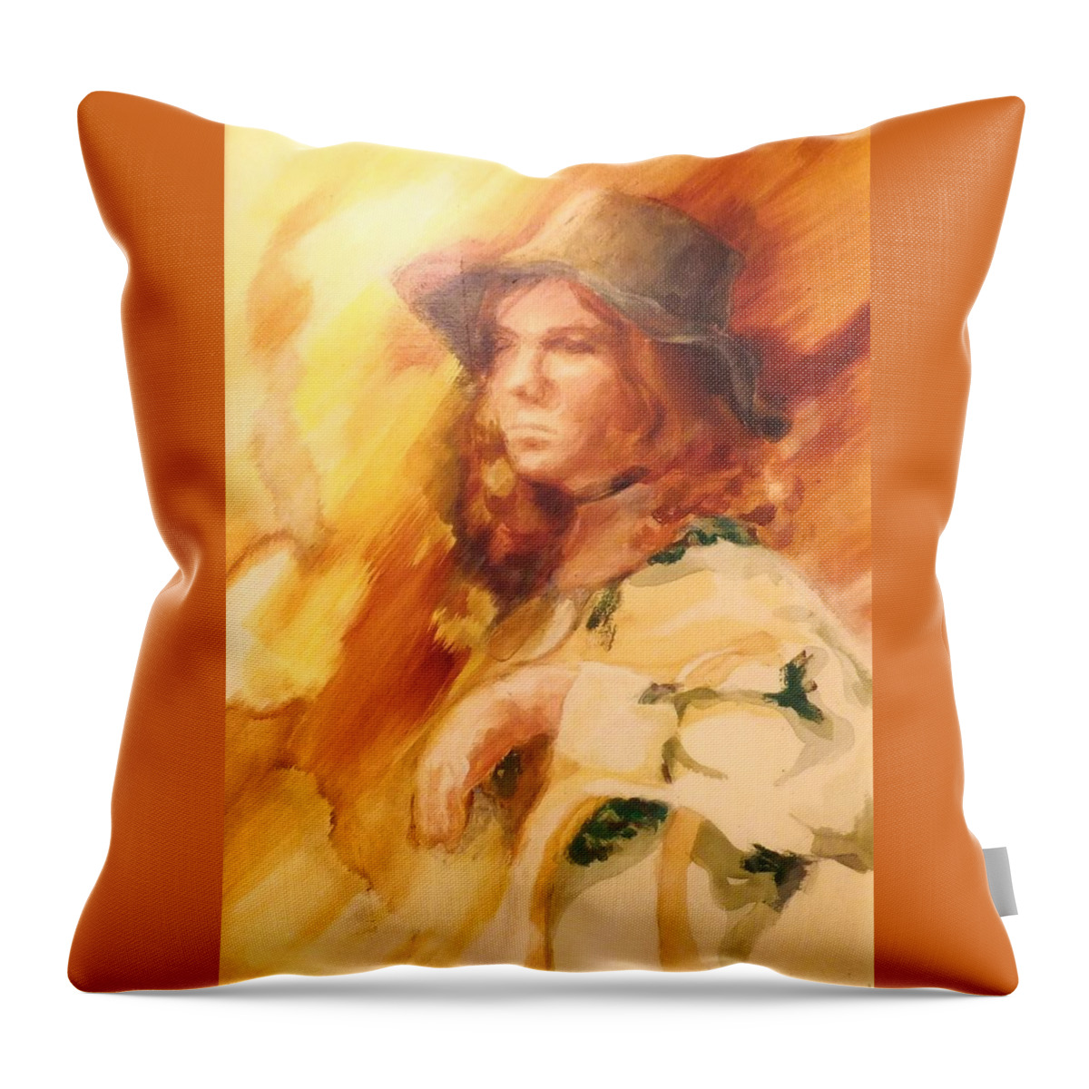 Portrait Throw Pillow featuring the painting Tangy by Denise F Fulmer