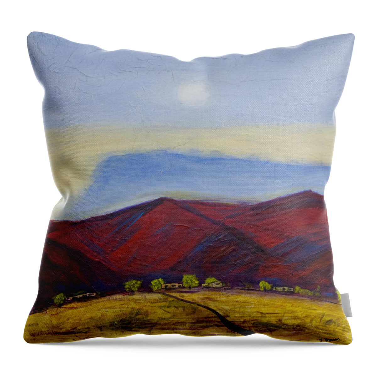 Mountains Throw Pillow featuring the painting Taos Dream by John Hansen