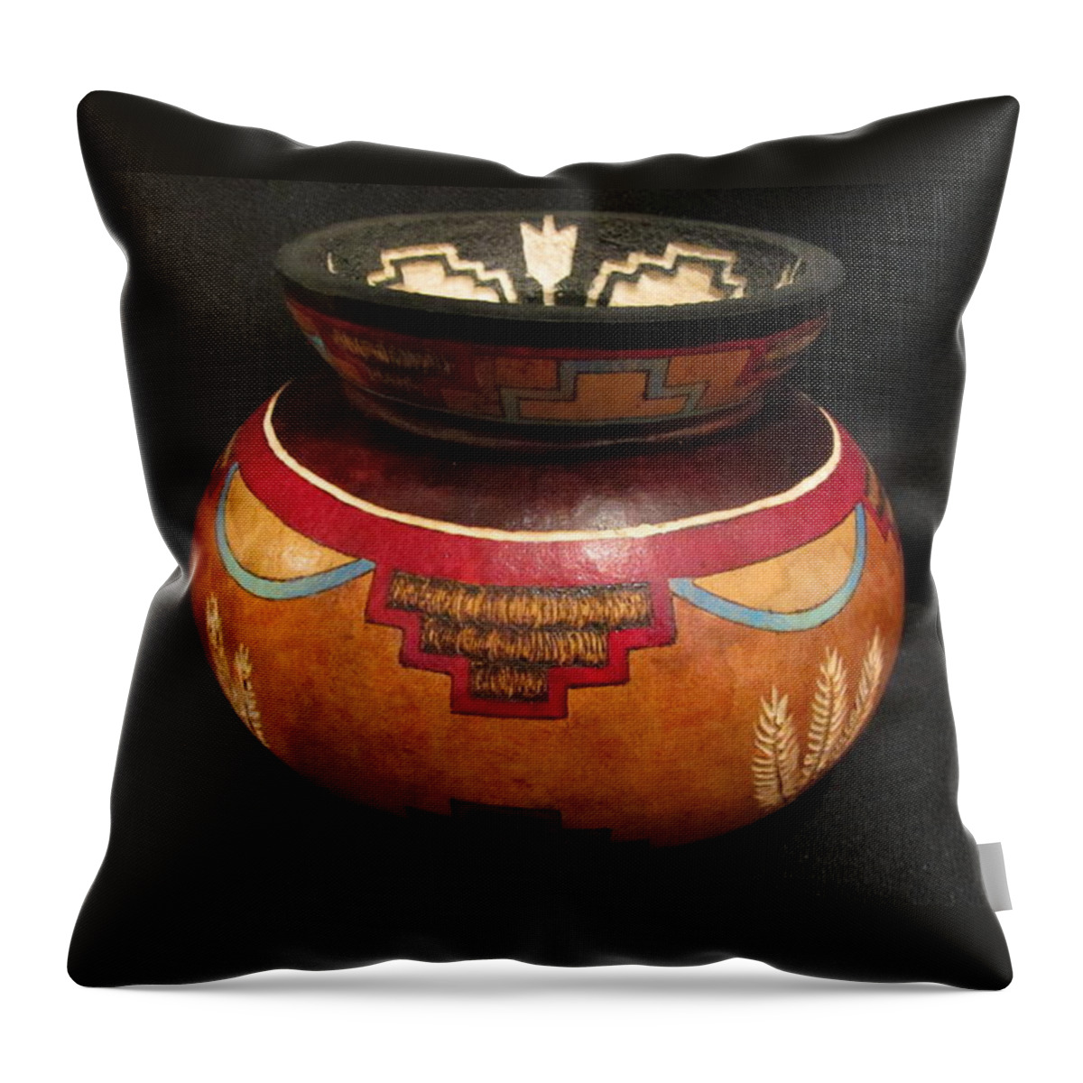 Gourd Throw Pillow featuring the mixed media Taos In and Out #GO53 by Barbara Prestridge