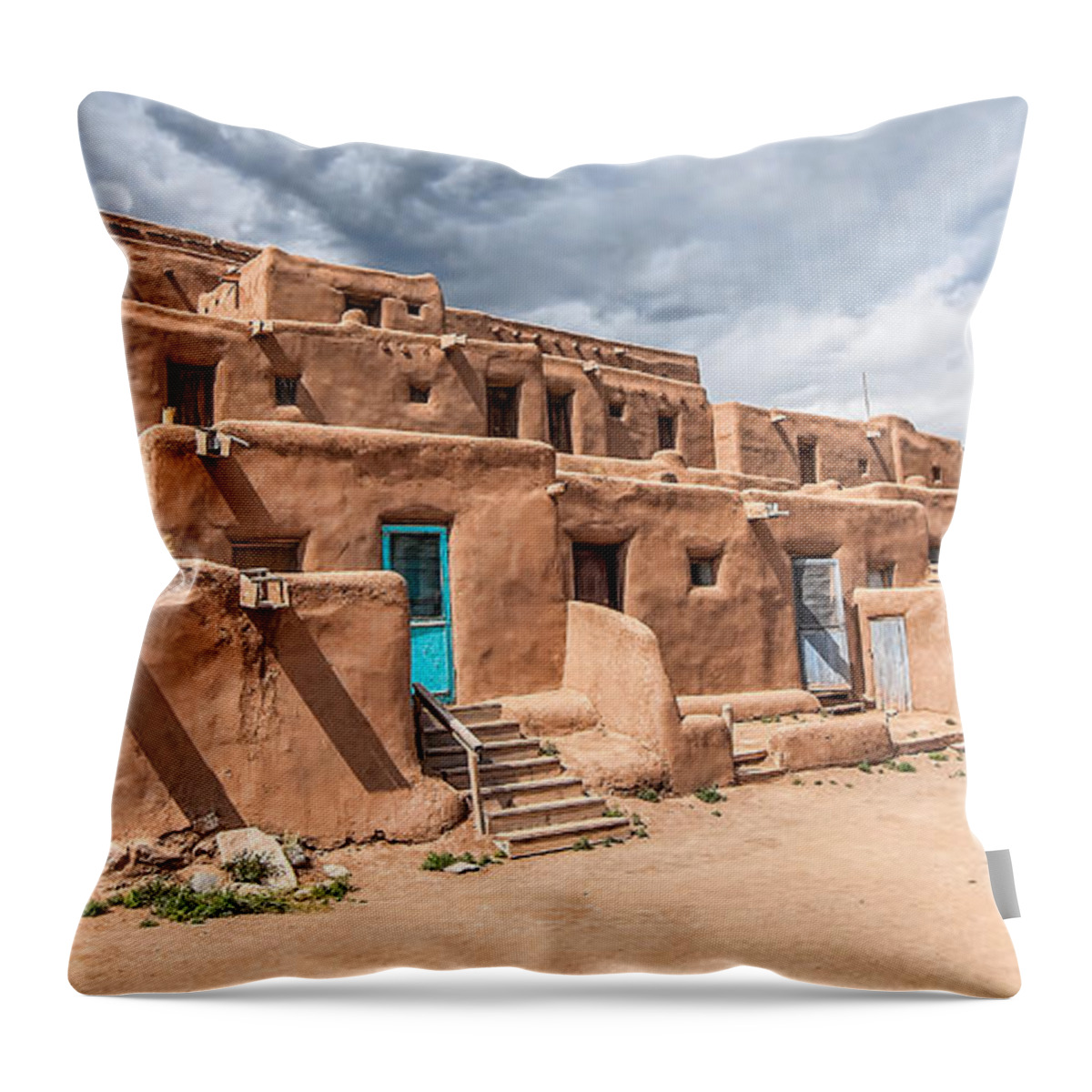  Throw Pillow featuring the photograph Taos Pueblo New Mexico by Britt Runyon