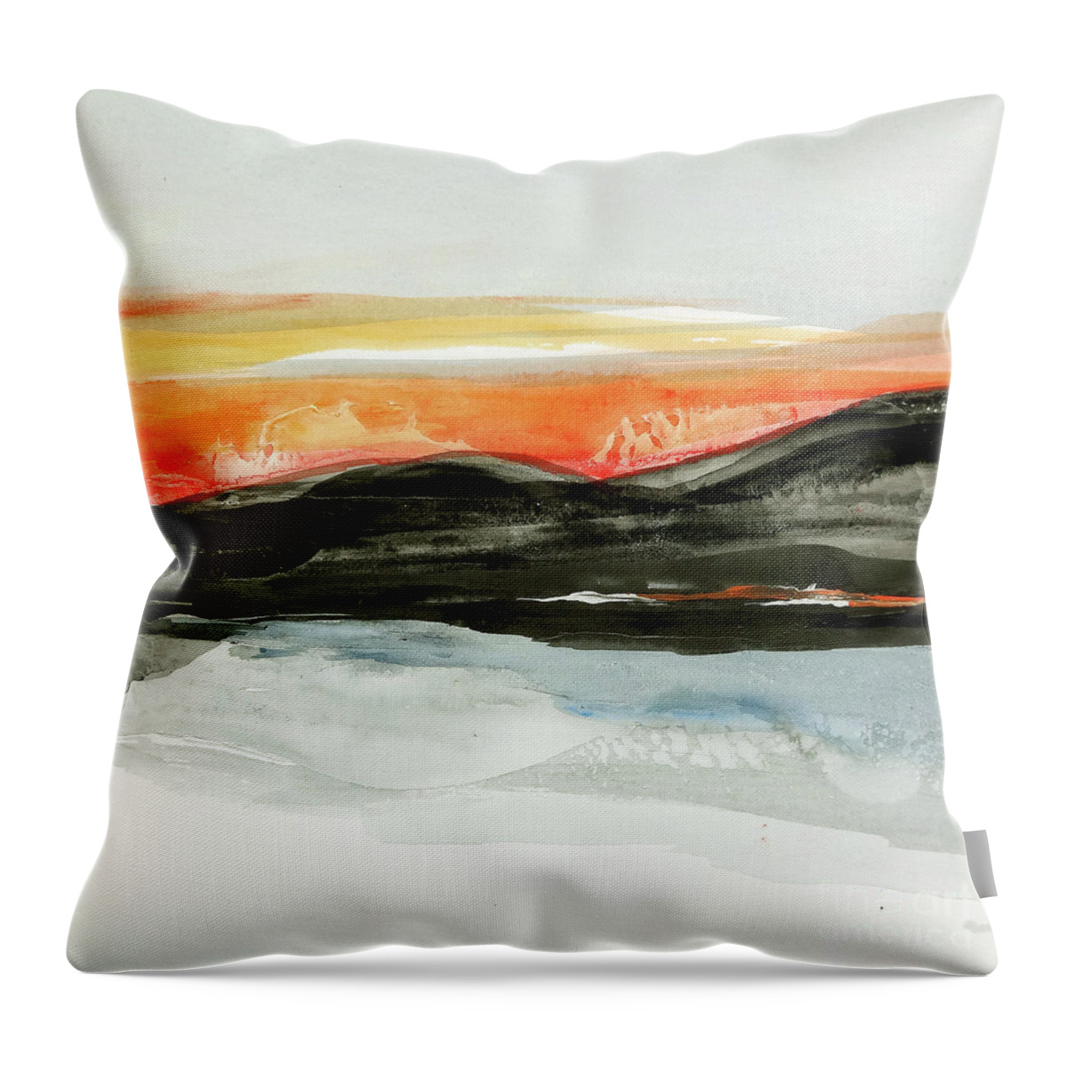 Original Watercolors Throw Pillow featuring the painting Taos Reflection by Chris Paschke