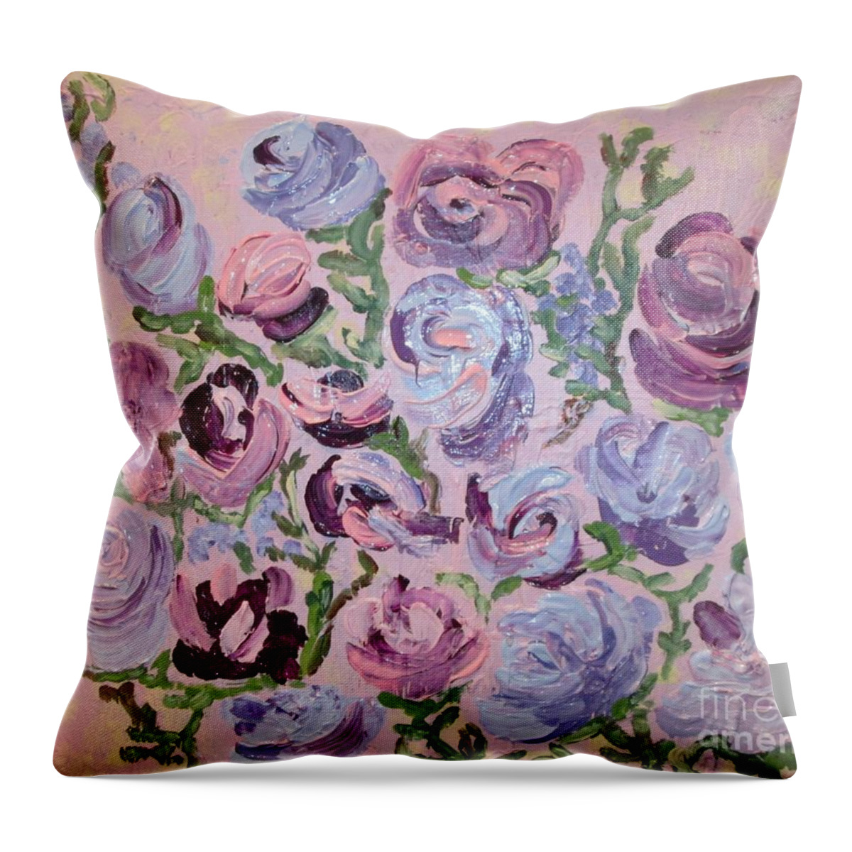 Flowers Throw Pillow featuring the painting Tapestry 1 by Jennylynd James
