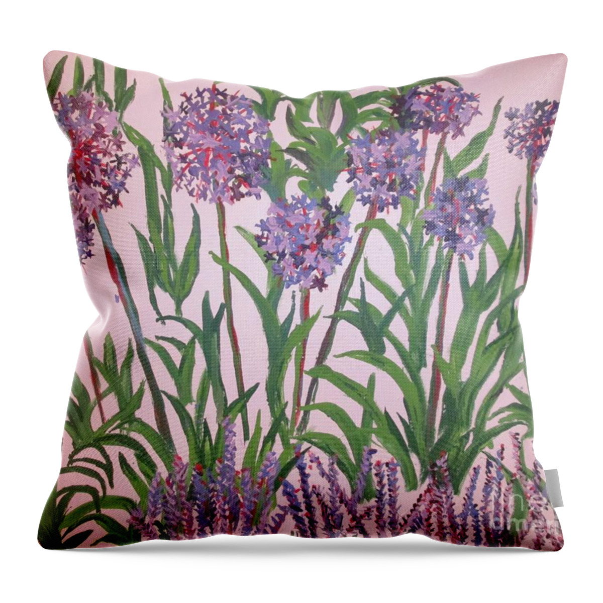 Flowers Throw Pillow featuring the painting Tapestry 3 by Jennylynd James