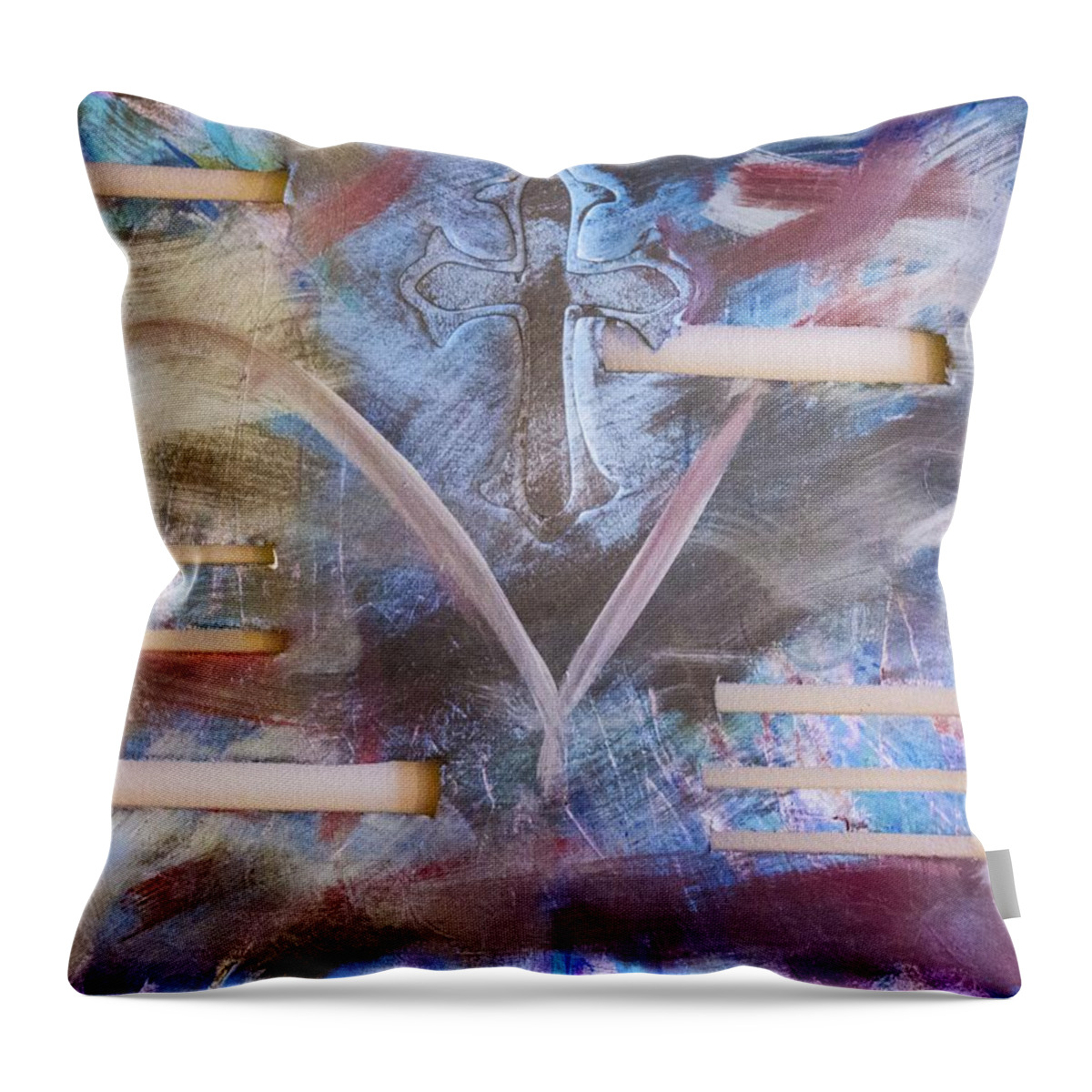 Cross Throw Pillow featuring the painting Tarnished by Jacie Garcia 