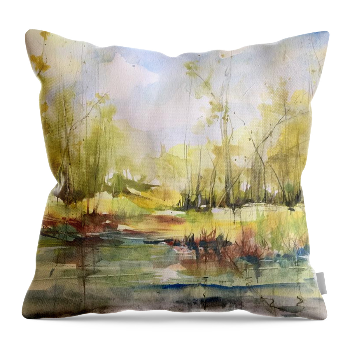 Tchefuncte River Throw Pillow featuring the painting Tchefuncte River Series by Robin Miller-Bookhout