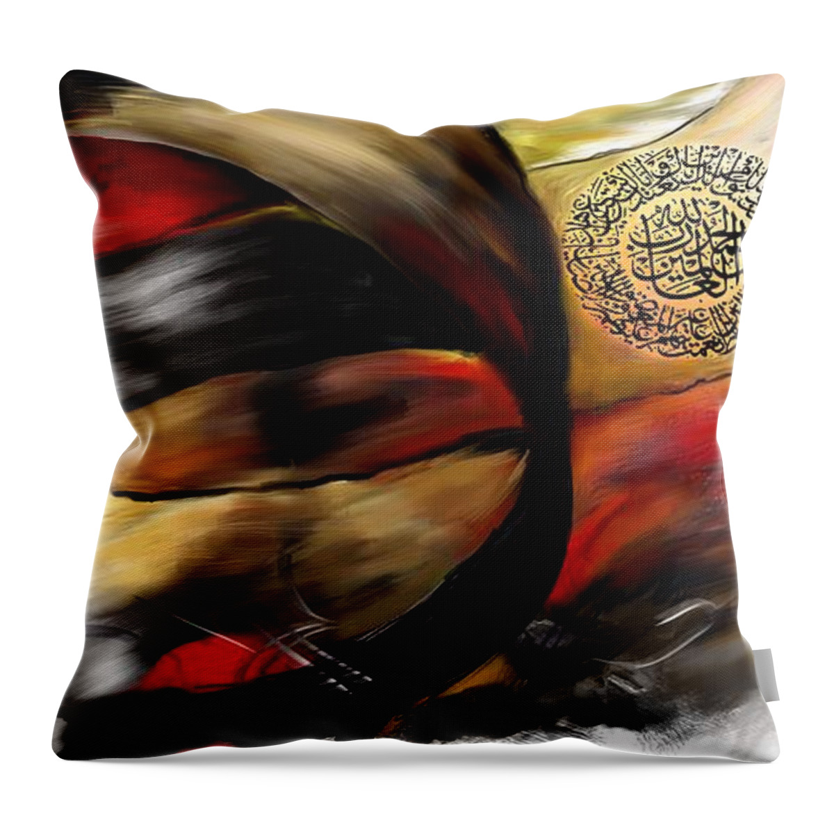 Kufic Calligraphy Throw Pillow featuring the painting TCM Calligraphy 10 by Team CATF