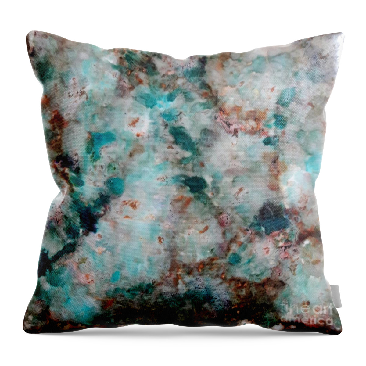 Alcohol Throw Pillow featuring the painting Teal Chips by Terri Mills