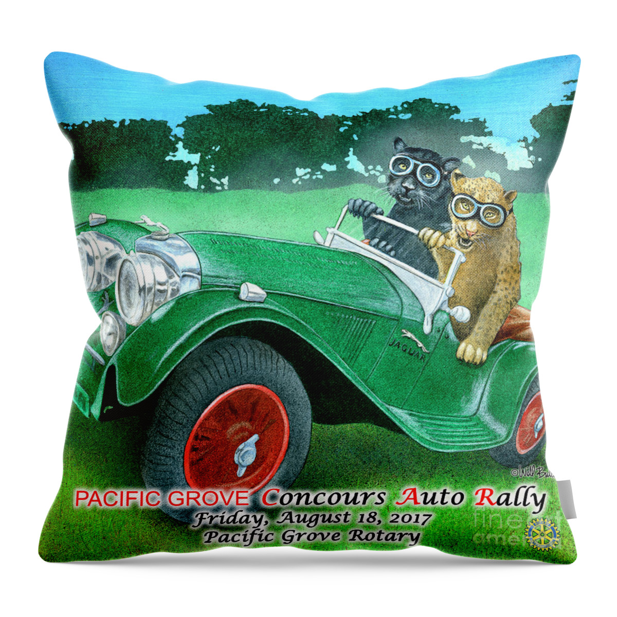Will Bullas Throw Pillow featuring the painting Team Jaguar poster print by Will Bullas