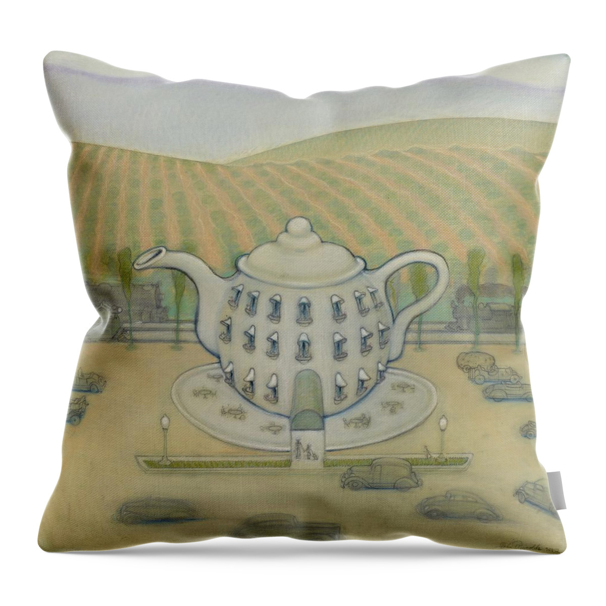 Teapot Hotel Throw Pillow featuring the painting Teapot by John Reynolds