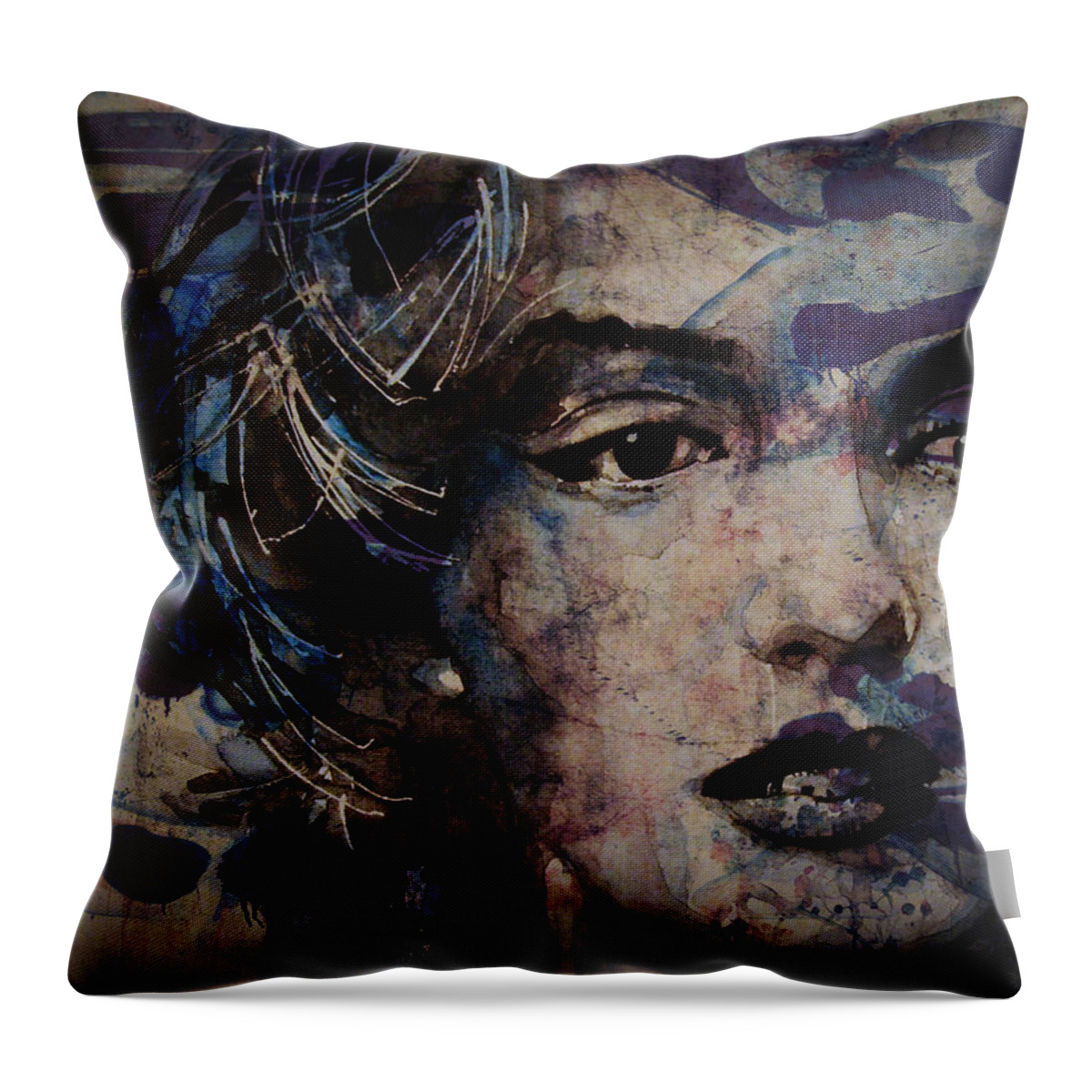 Marilyn Monroe Throw Pillow featuring the painting Tears Are How My Eye's Speak When My Lips Can't Describe How Much I Have Been Hurt by Paul Lovering