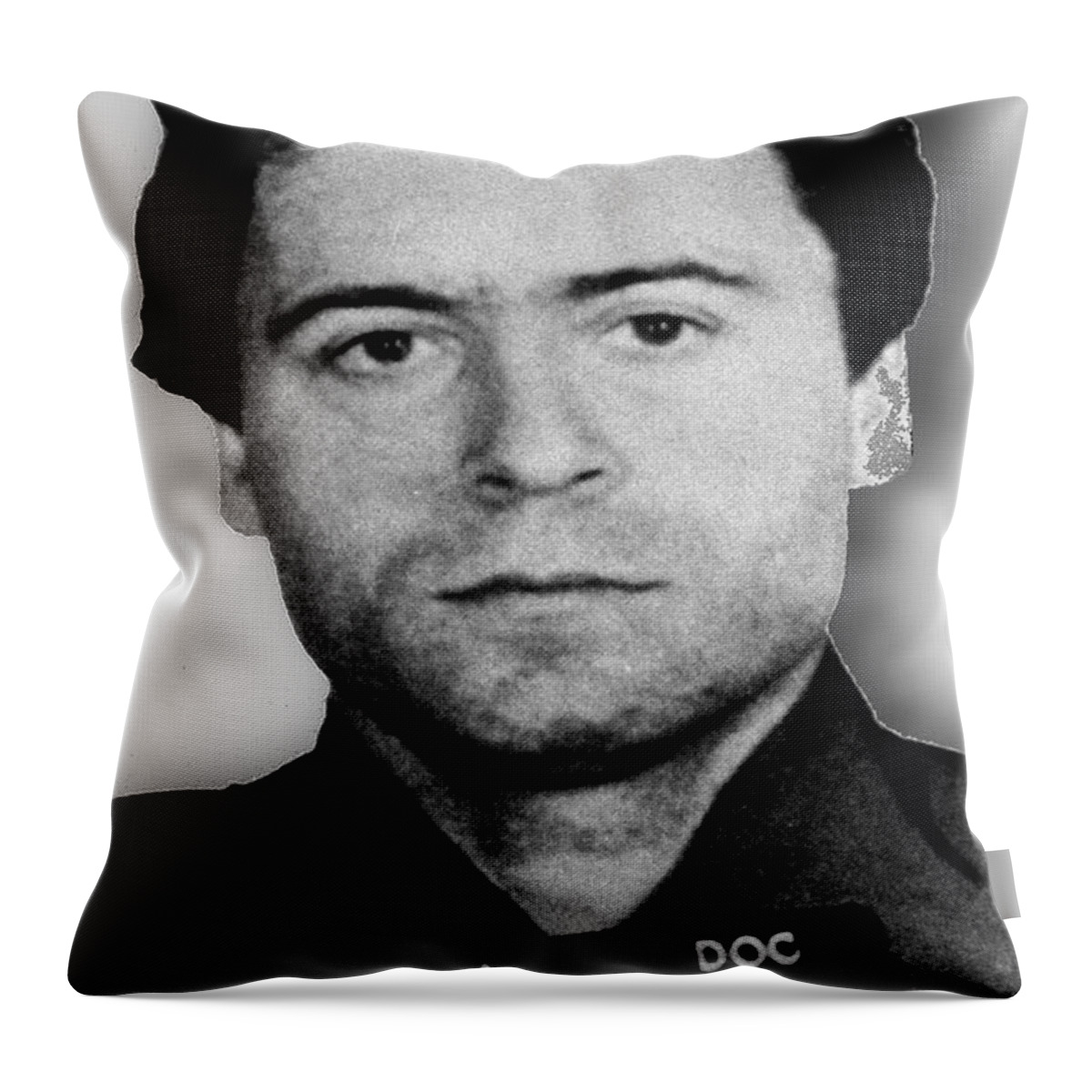 Ted Buddy Throw Pillow featuring the painting Ted Bundy Mug Shot 1980 Vertical by Tony Rubino