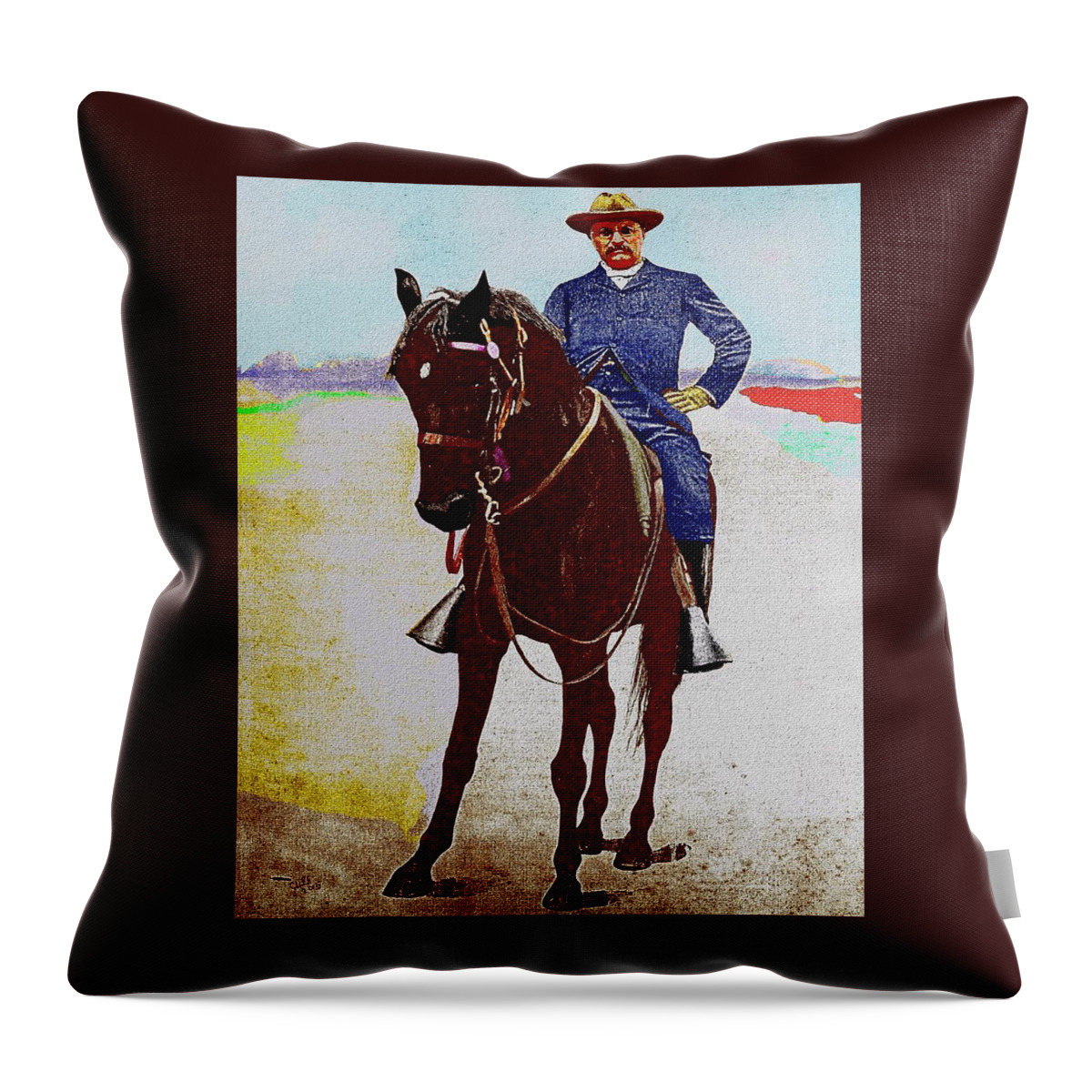 Theodore Roosevelt Throw Pillow featuring the painting Teddy R by Cliff Wilson