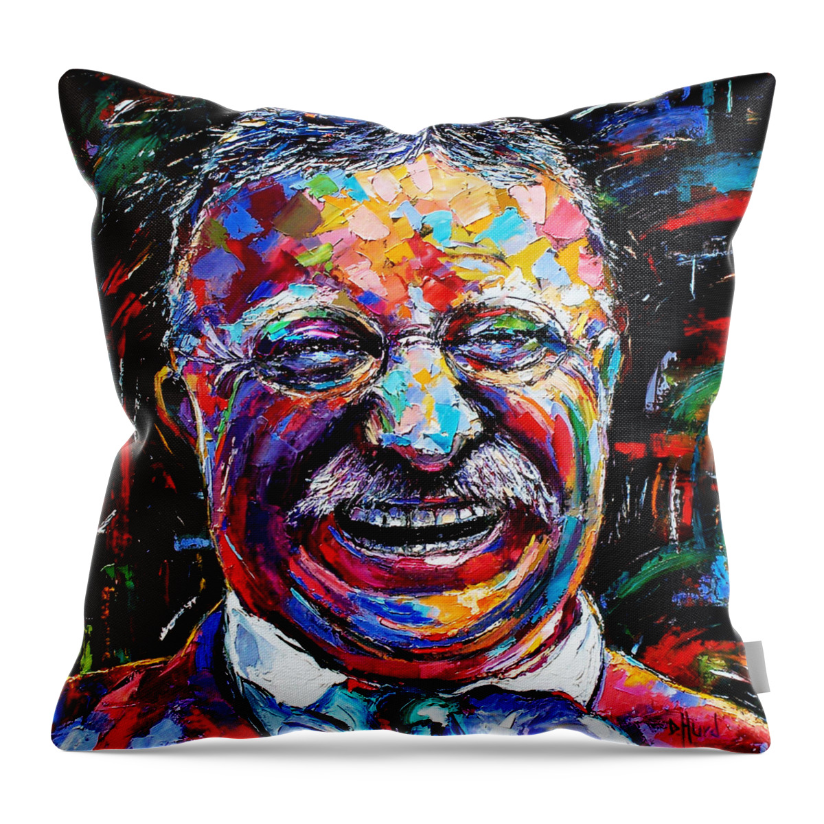 Teddy Roosevelt Throw Pillow featuring the painting Teddy Roosevelt by Debra Hurd