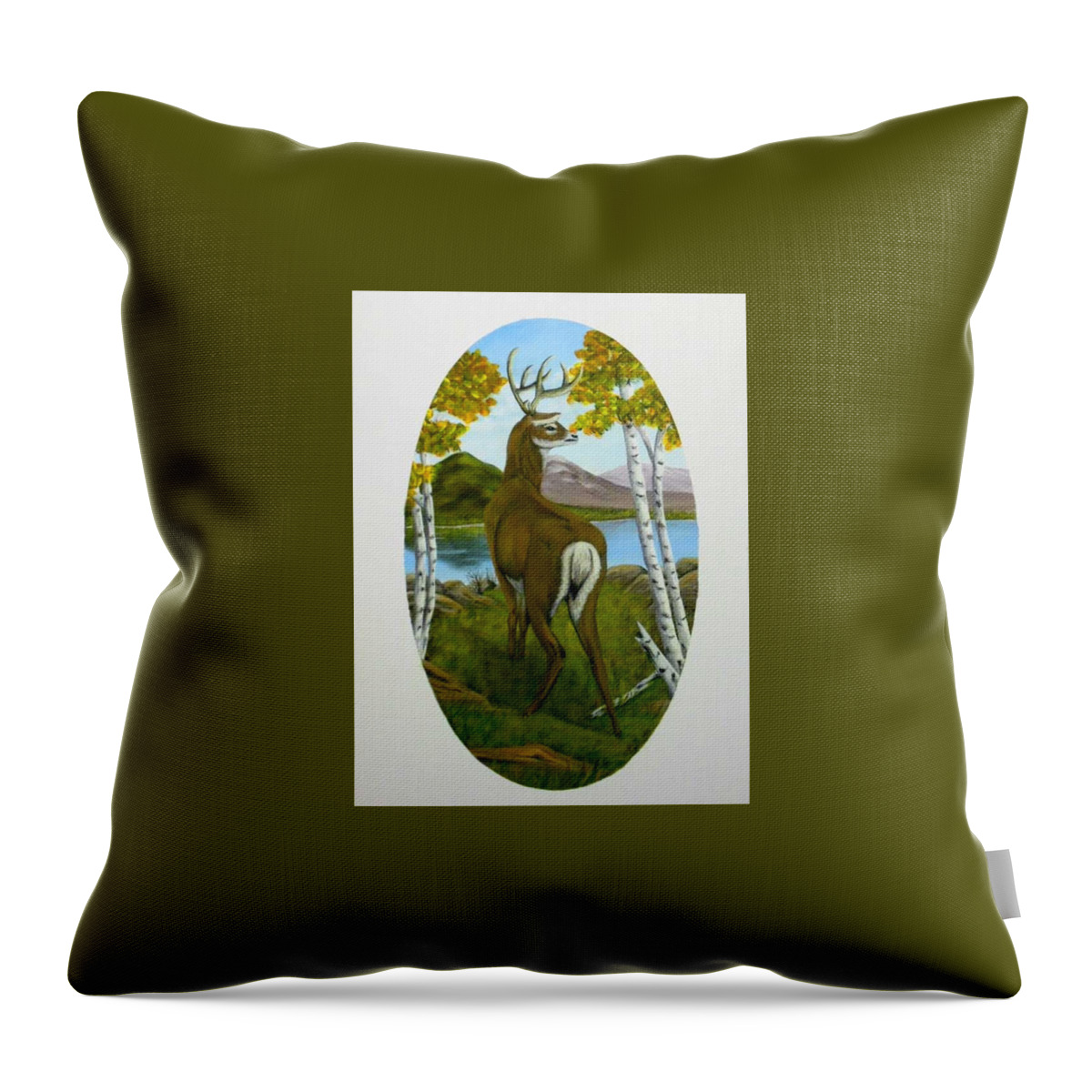 Deer Throw Pillow featuring the painting Teddy's Deer by Sheri Keith