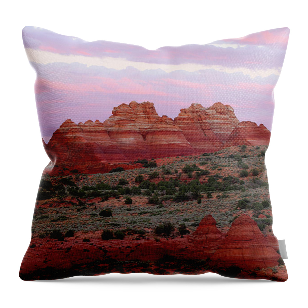 Sunset Throw Pillow featuring the photograph Teepees Sunset - Coyote Buttes by Brett Pelletier